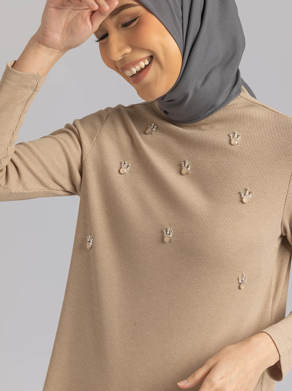 DIVYA EMB TOP BEIGE