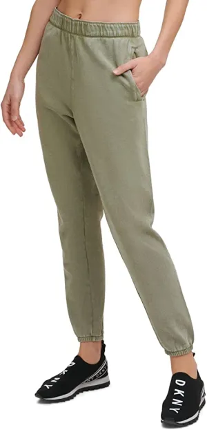 DKNY Womens Cotton Jogger Pants Olive