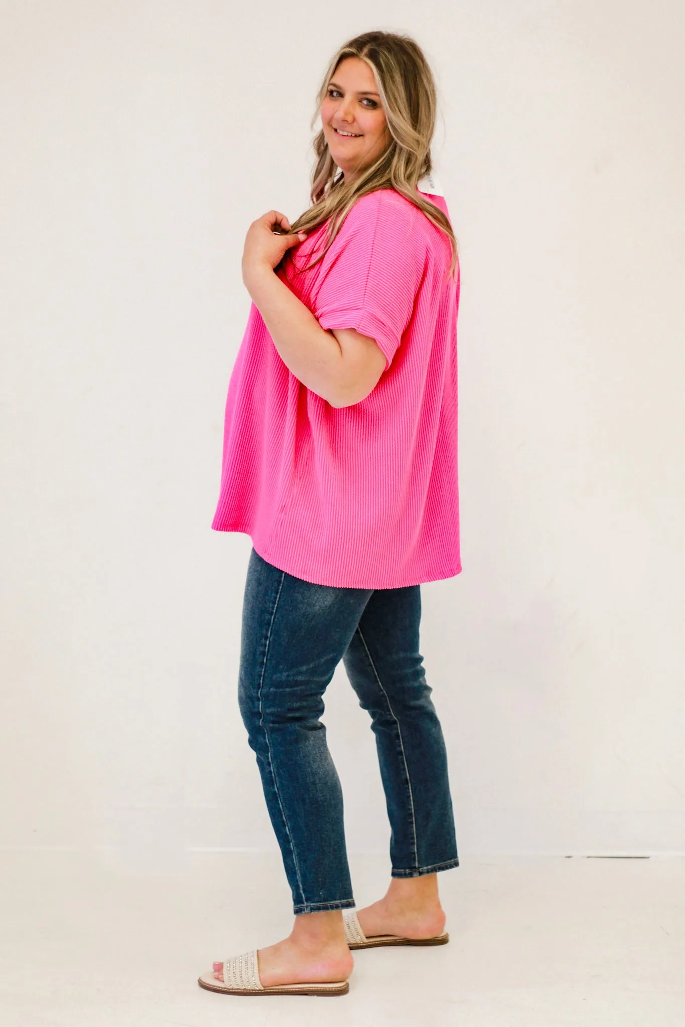 Do You Believe In Love Ribbed Top in Fuschia