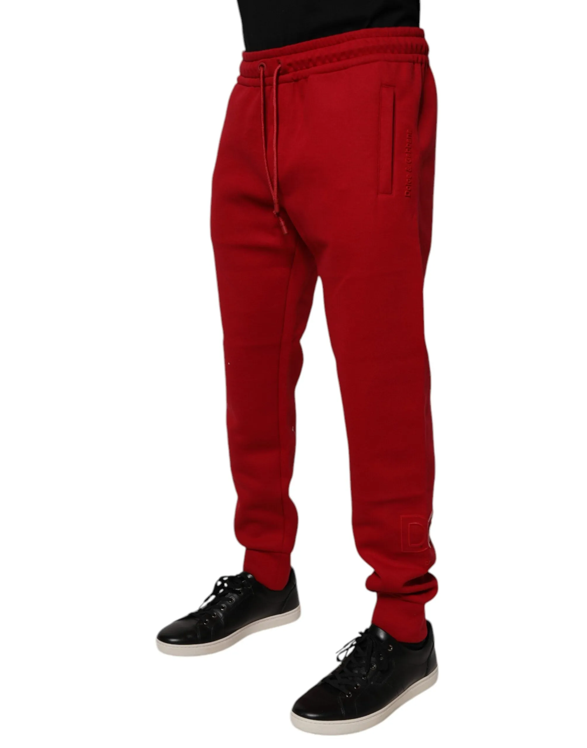 Dolce & Gabbana Red Cotton Jogger Jogging Pants