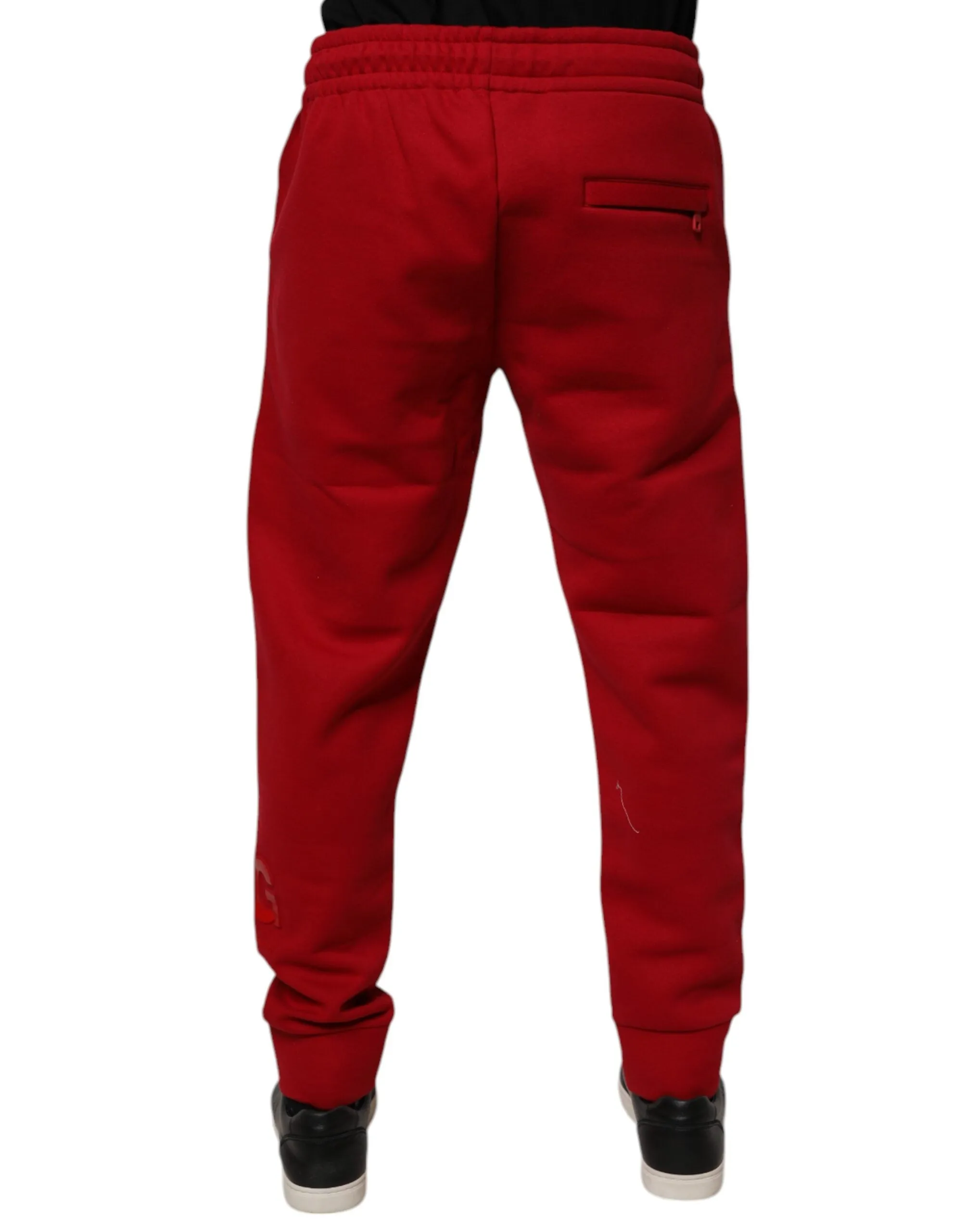 Dolce & Gabbana Red Cotton Jogger Jogging Pants