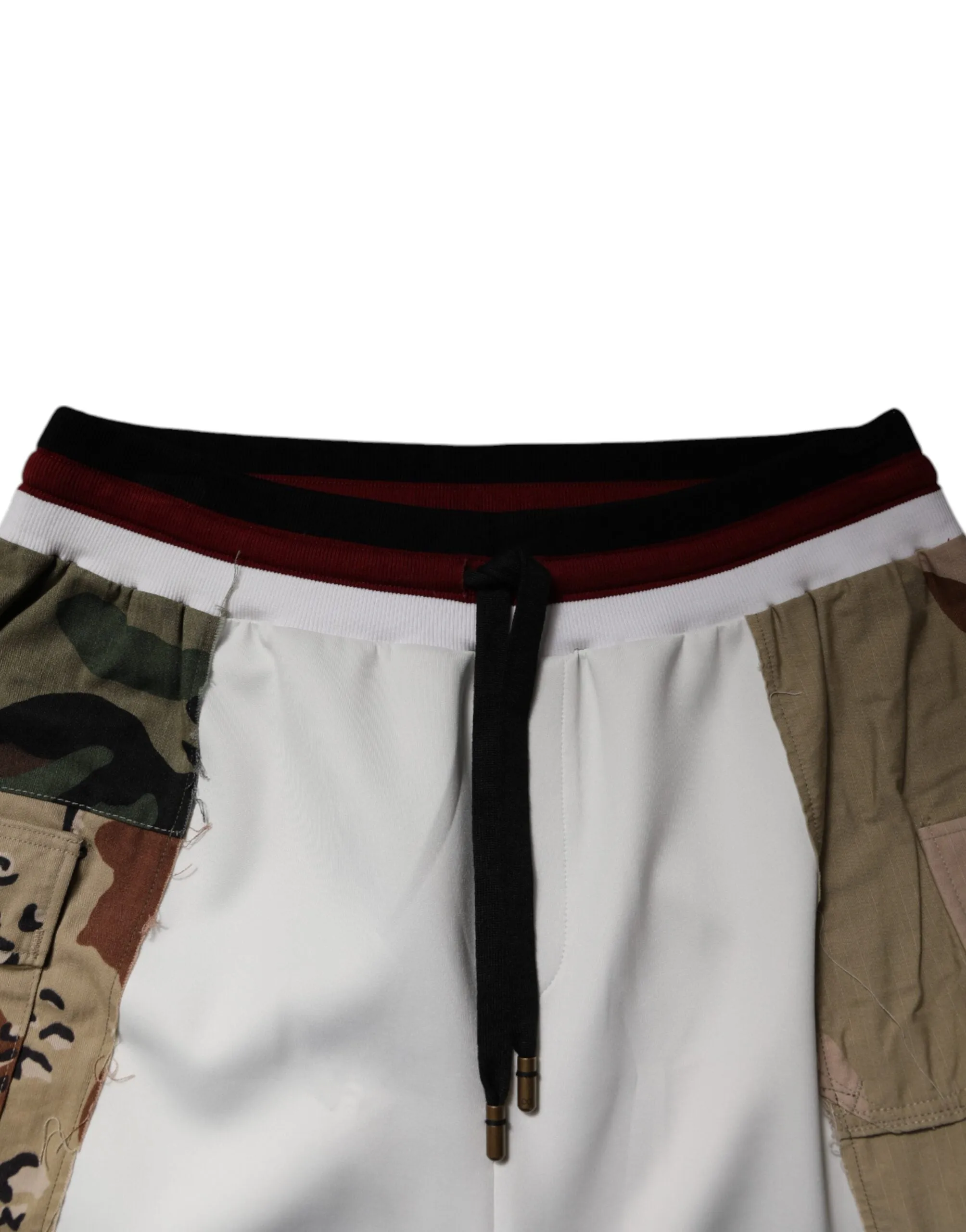 Dolce & Gabbana White Camouflage Patchwork Sweatpants Pants