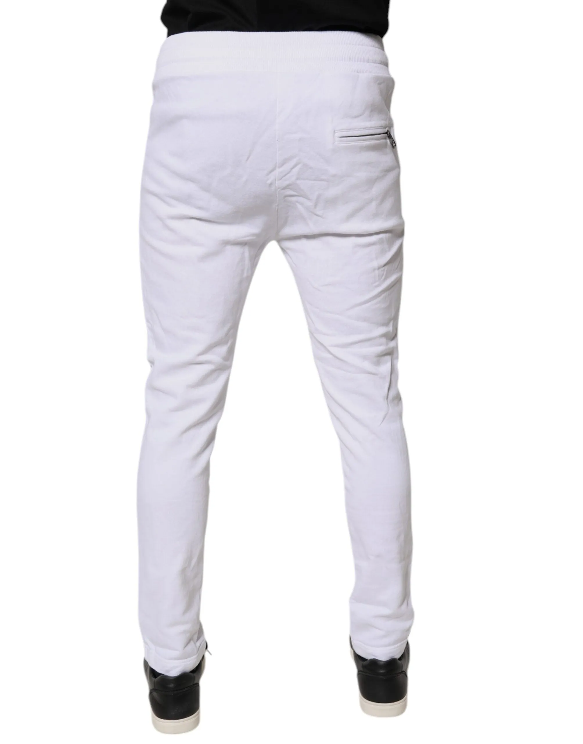 Dolce & Gabbana White Logo Patch Men Skinny Sweatpants Pants