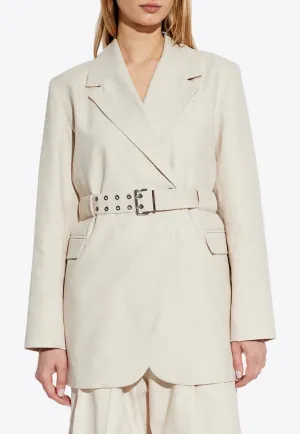 Double-Breasted Belted Blazer