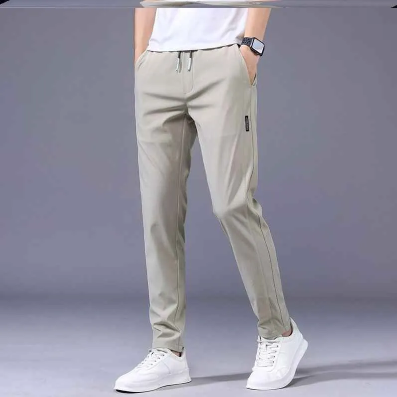 Drawstring Casual Pants Thin Loose Straight Sweatpants for Men