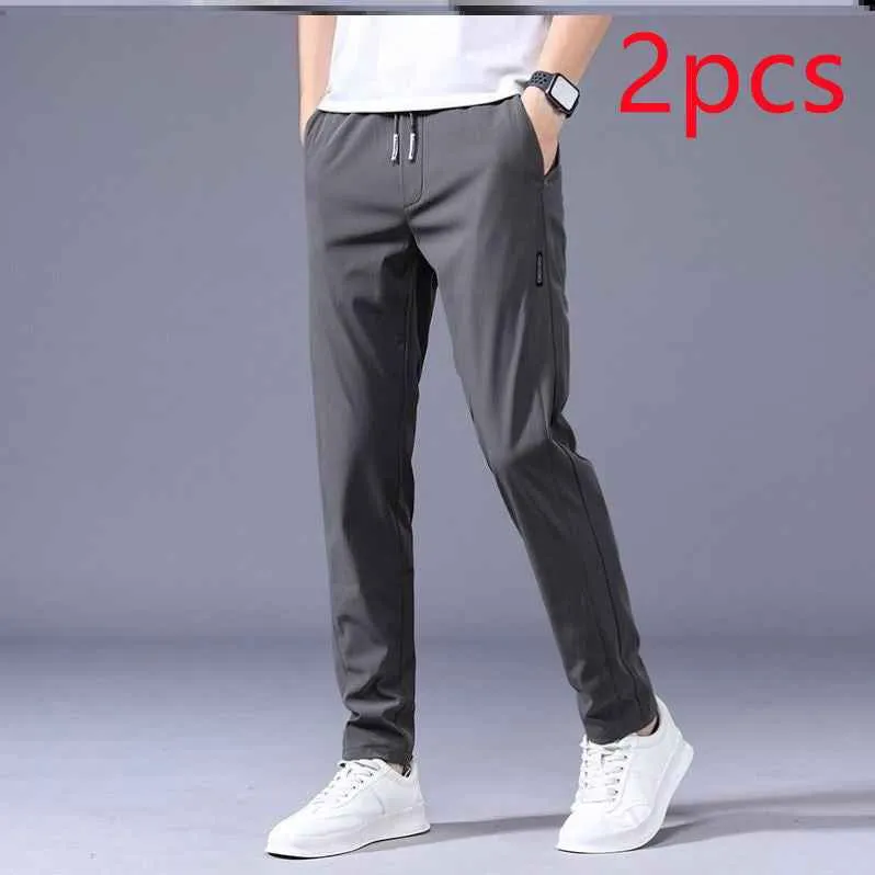 Drawstring Casual Pants Thin Loose Straight Sweatpants for Men