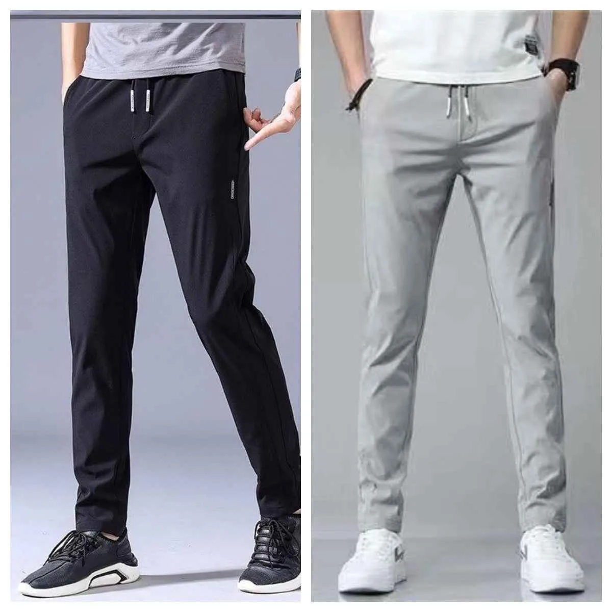 Drawstring Casual Pants Thin Loose Straight Sweatpants for Men