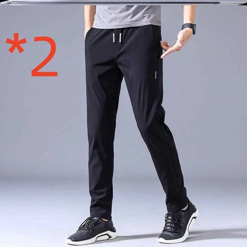 Drawstring Casual Pants Thin Loose Straight Sweatpants for Men