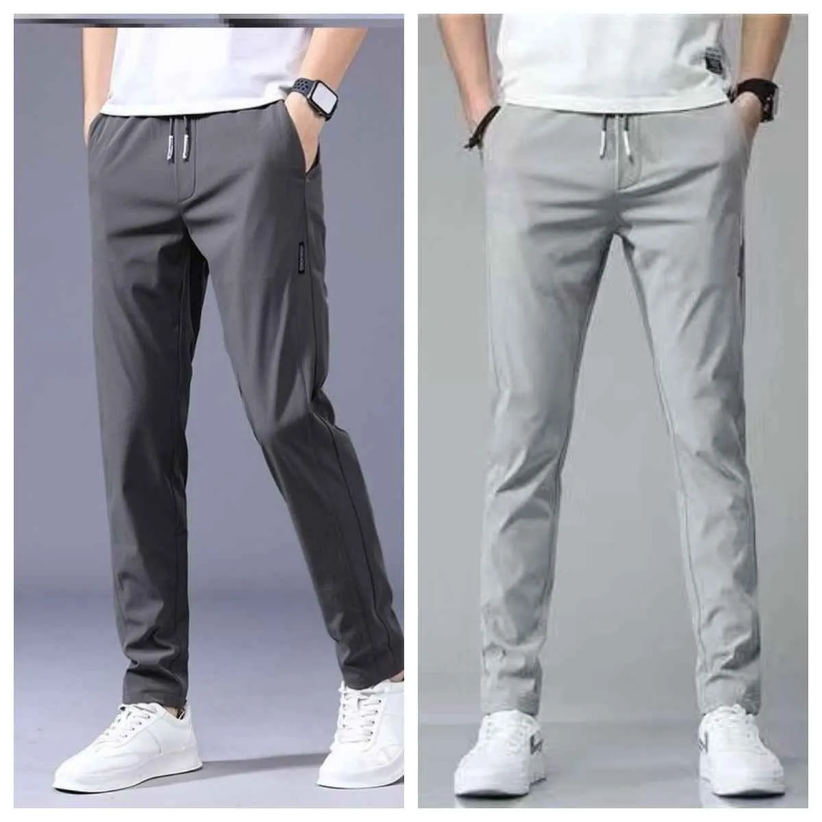 Drawstring Casual Pants Thin Loose Straight Sweatpants for Men