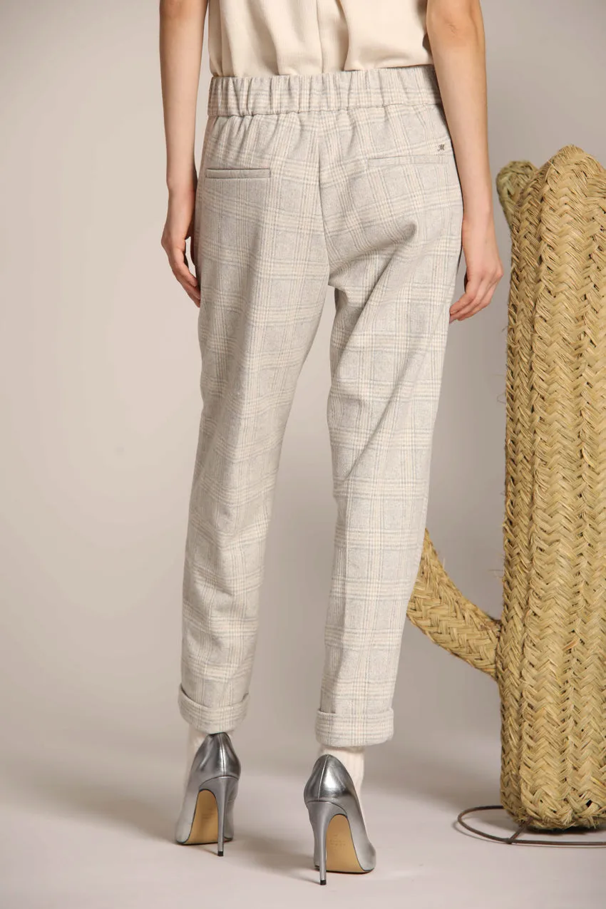 Easy Jogger women's chino pants in jersey with a houndstooth design relaxed fit