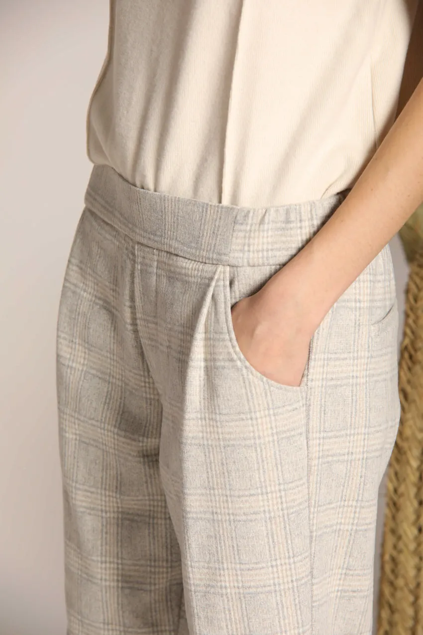 Easy Jogger women's chino pants in jersey with a houndstooth design relaxed fit