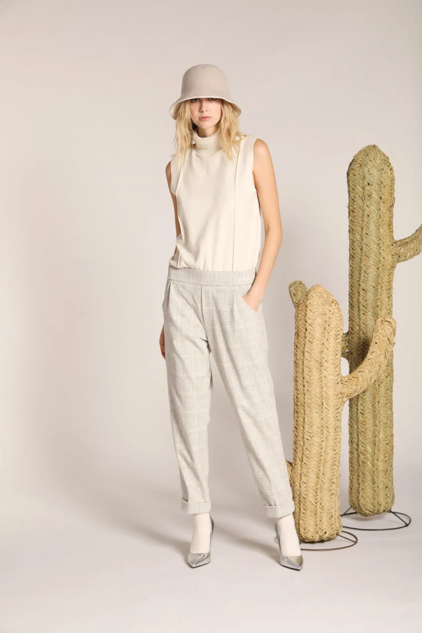 Easy Jogger women's chino pants in jersey with a houndstooth design relaxed fit