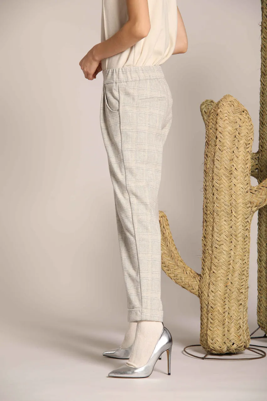 Easy Jogger women's chino pants in jersey with a houndstooth design relaxed fit