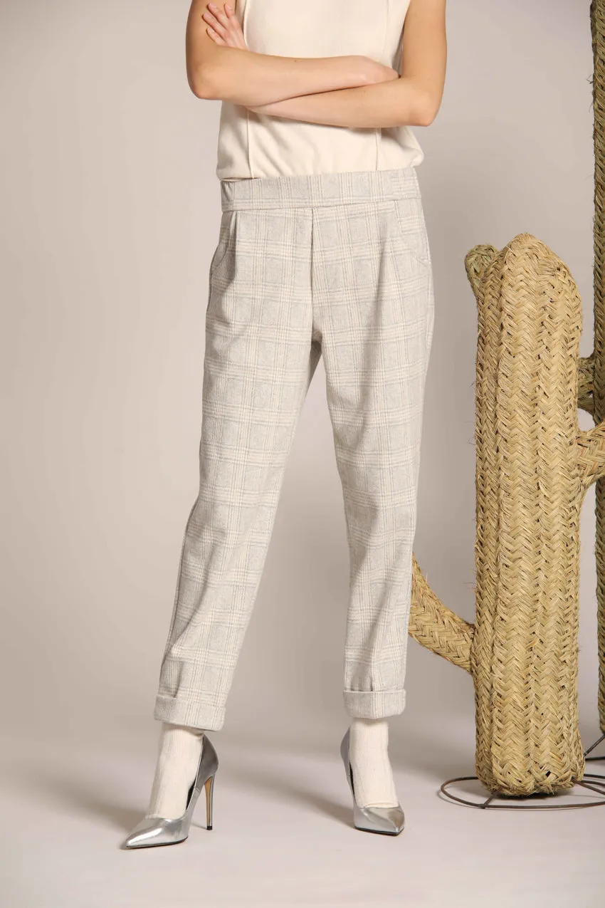 Easy Jogger women's chino pants in jersey with a houndstooth design relaxed fit