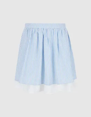 Elastic Waist Striped Mini A-Line Skirt