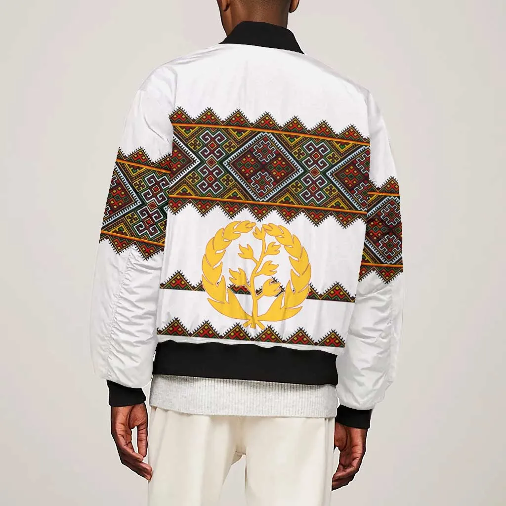 Eritrea Bomber Jacket Tilet Mix Eritrean Cross - White LT7