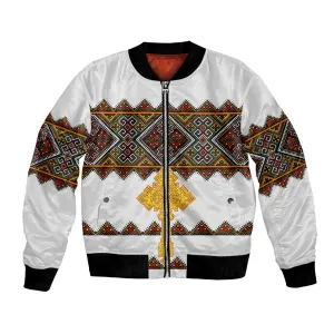 Eritrea Bomber Jacket Tilet Mix Eritrean Cross - White LT7