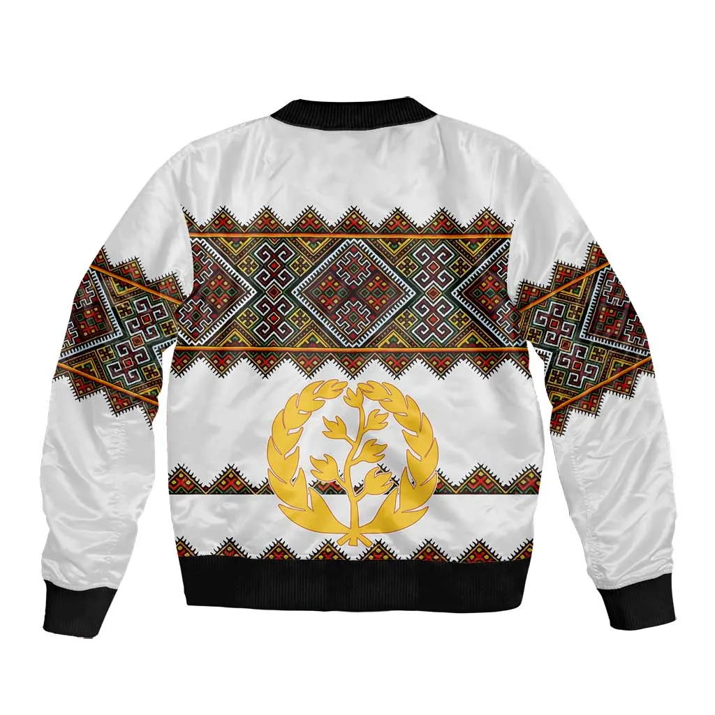 Eritrea Bomber Jacket Tilet Mix Eritrean Cross - White LT7