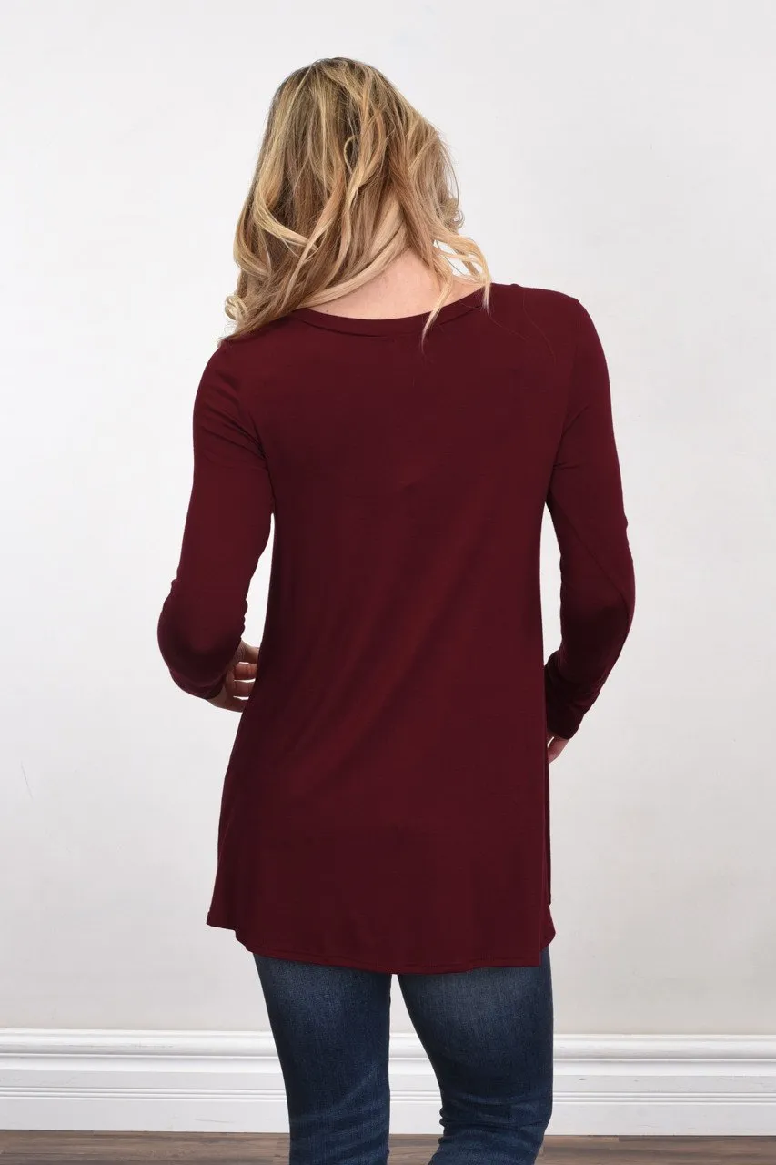 Essential V-Neck Top Burgundy