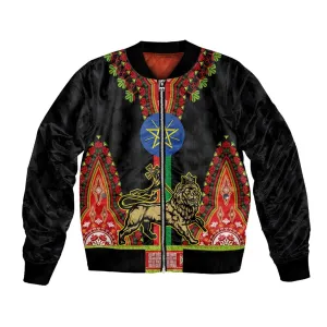 Ethiopia Lion of Judah and The Star Seal Bomber Jacket Dashiki Style LT03