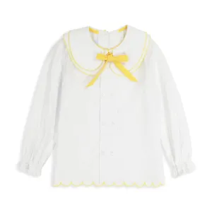 Ezme Blouse -- White w/ Mustard