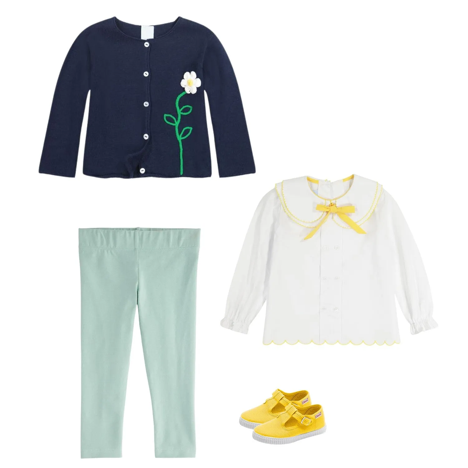 Ezme Blouse -- White w/ Mustard