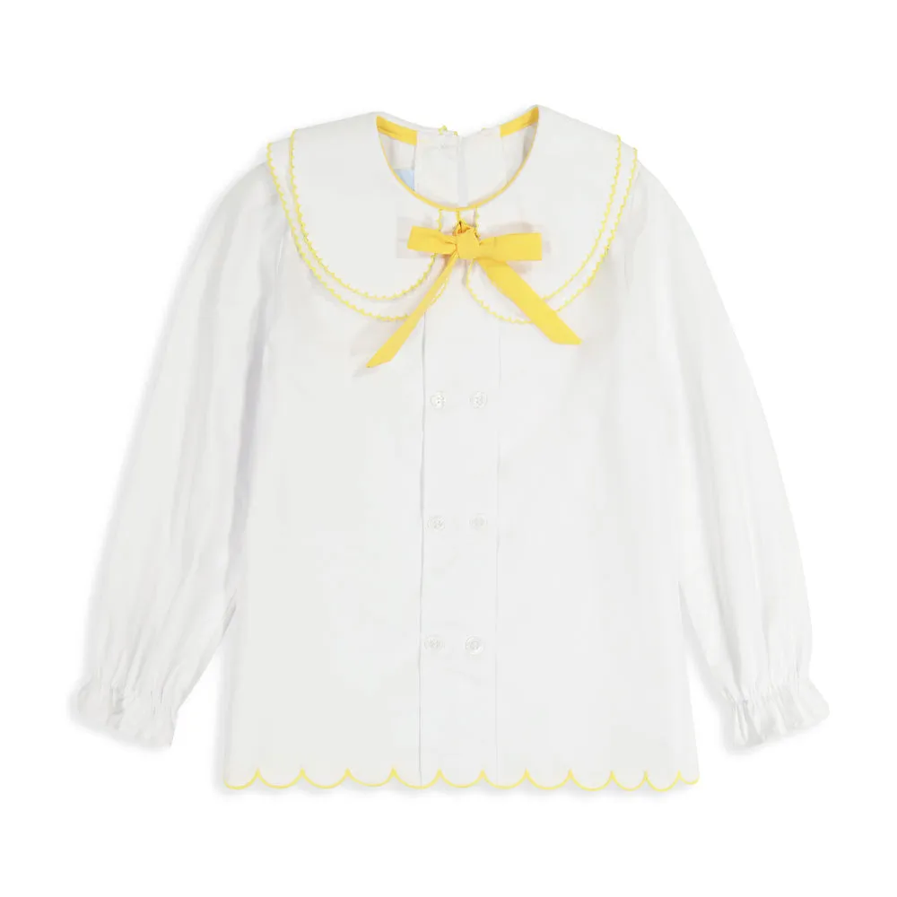 Ezme Blouse -- White w/ Mustard
