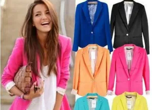 Fashion Jacket Blazer Women Suit Foldable Long Sleeves Lapel Coat Lined With Striped Single Button Vogue Blazers XL