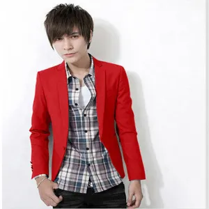 Fashion Men suit Slim Fit blazer coat jackets Shirt Stylish Cotton Solid 8 Colors