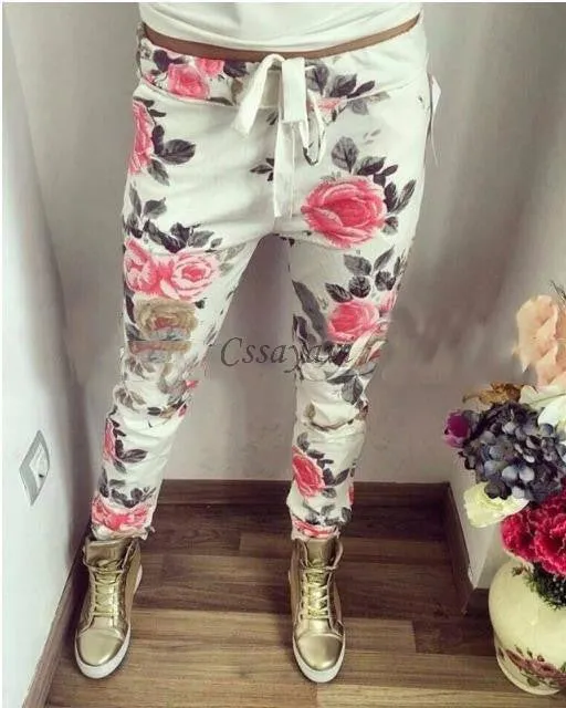 Fashion women Sweatpants S-XL Plus Size Flower Printed Womens Harem Pants Nineth Capris Casual Trousers