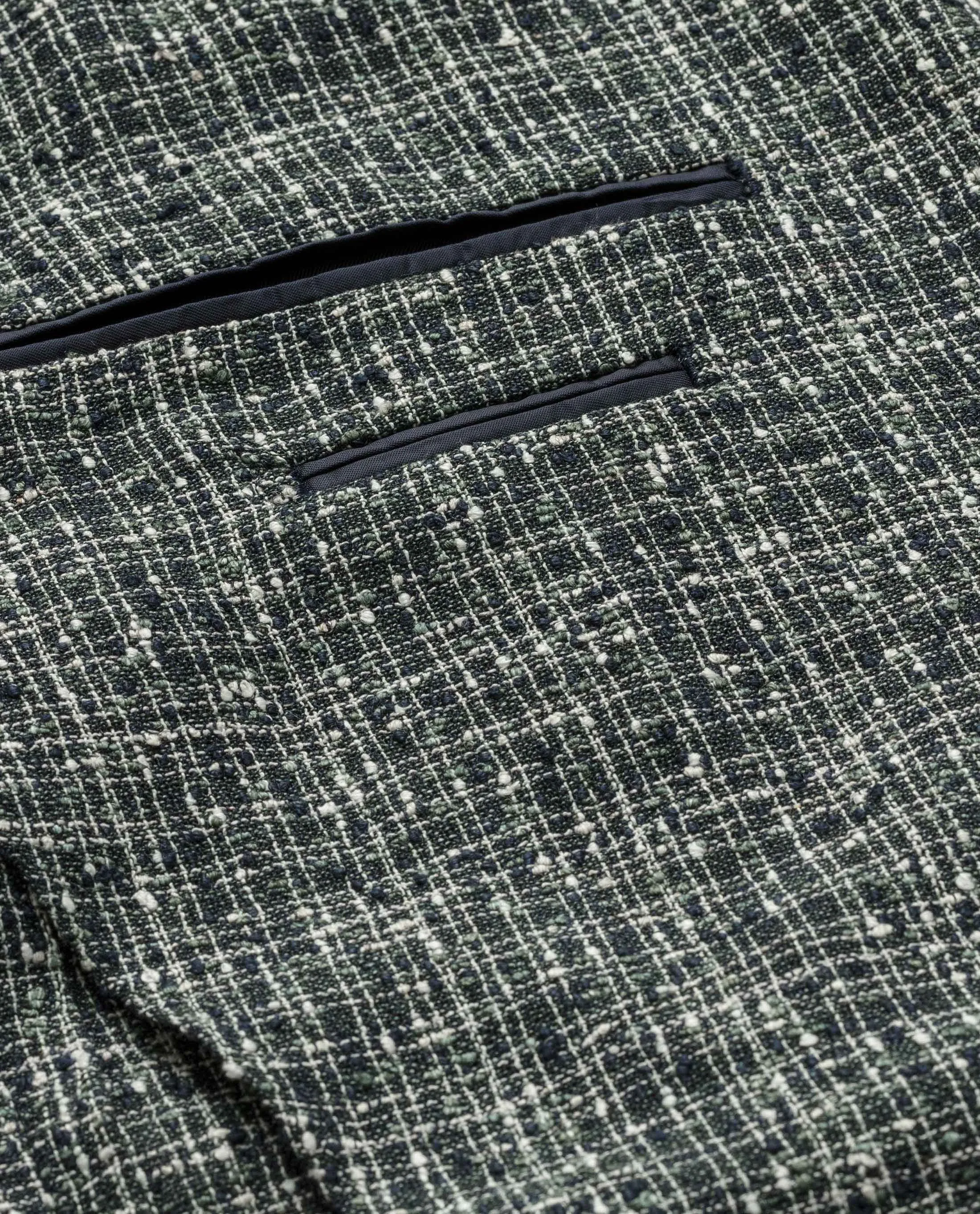 Ferla Blue-Green Slubbed Linen Blend with White Crisscrossing