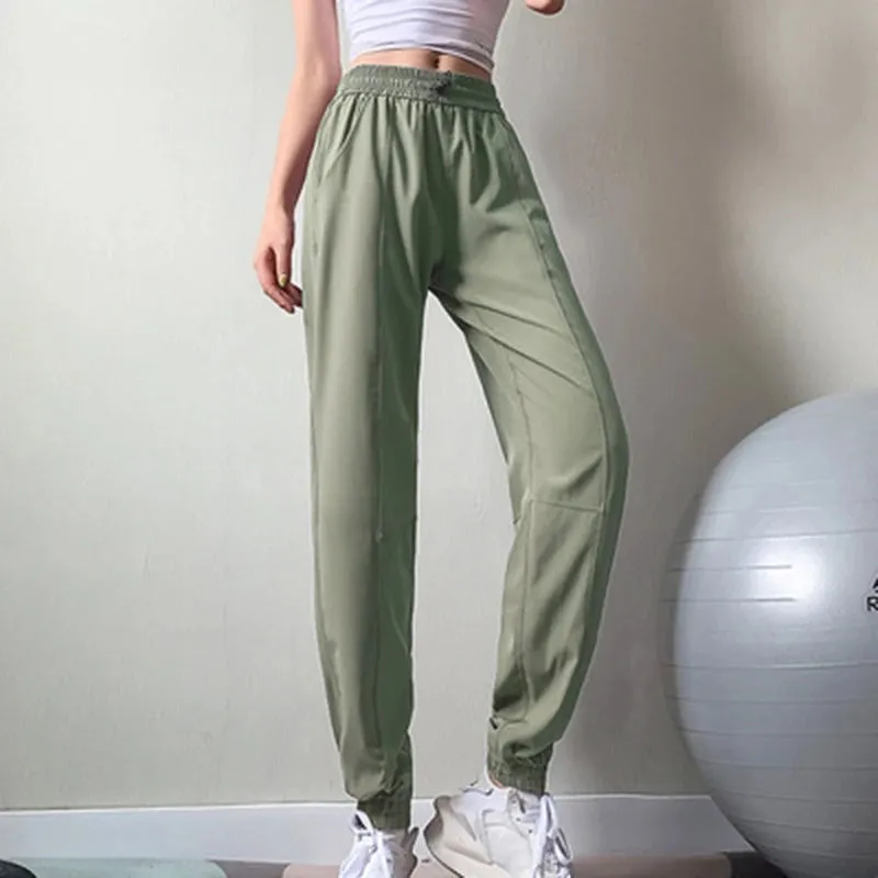 Fitness Sports Pants Women Elastic Band Waist/Foot Quick Dry Loose Cycling Running Yoga Pants Female Streetwear Pantalon Femme