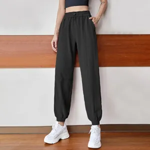 Fitness Sports Pants Women Elastic Band Waist/Foot Quick Dry Loose Cycling Running Yoga Pants Female Streetwear Pantalon Femme
