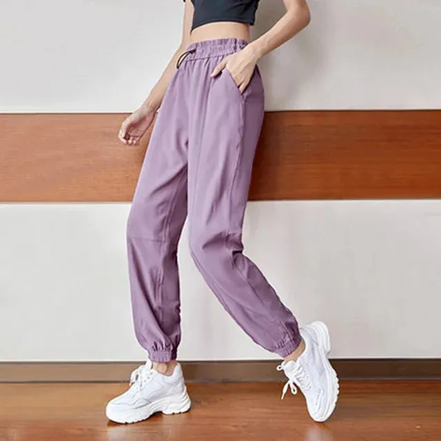 Fitness Sports Pants Women Elastic Band Waist/Foot Quick Dry Loose Cycling Running Yoga Pants Female Streetwear Pantalon Femme