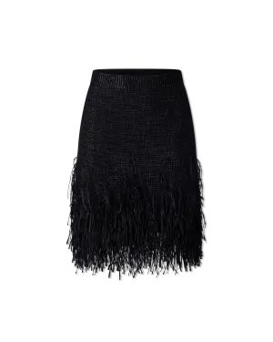 Fringe-Trimmed High Waisted Skirt