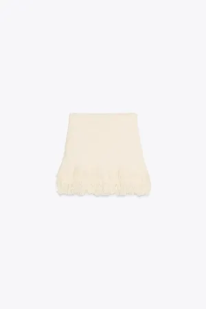 Fringed Check Knit Skirt