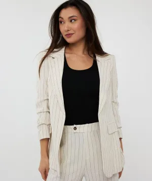 GATHERED SLEEVE LINEN BLAZER