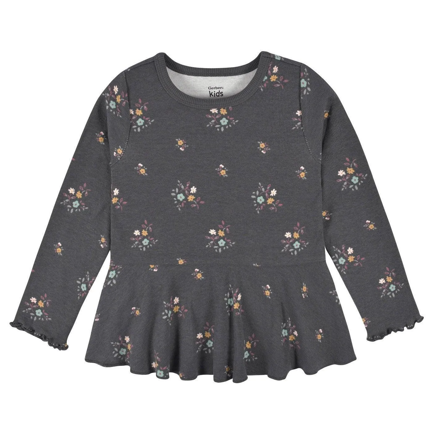 Gerber 2-Pack Toddler Girls Yellow Floral Peplum Tops (2-5t)
