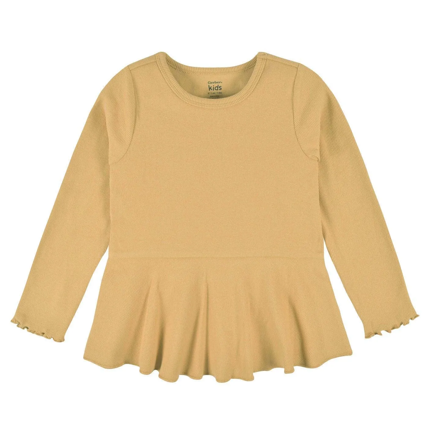 Gerber 2-Pack Toddler Girls Yellow Floral Peplum Tops (2-5t)