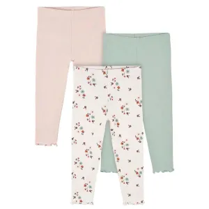 Gerber 3-Pack Baby Girls Green Floral Leggings (12-24m)