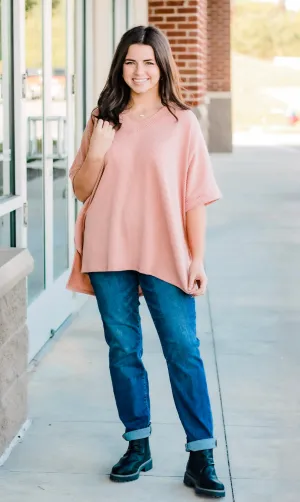 Go Your Own Way Ribbed Top in Peach