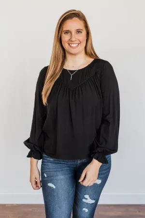 Good For You Long Sleeve Blouse- Black
