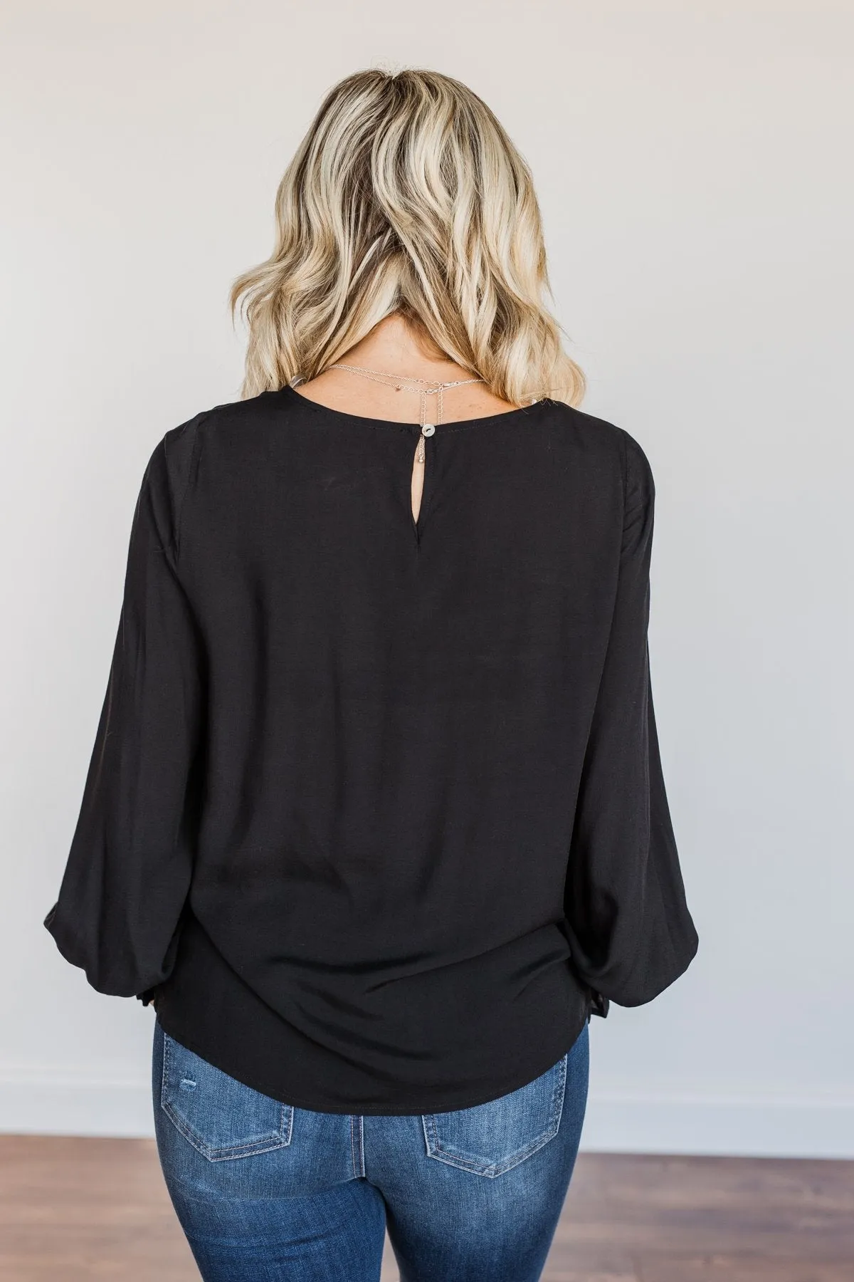 Good For You Long Sleeve Blouse- Black