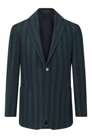 Green & Navy Stripe Single Breasted Jacket