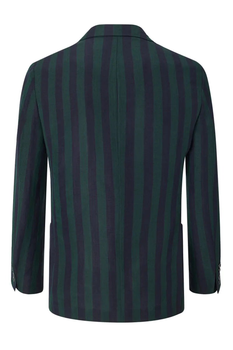 Green & Navy Stripe Single Breasted Jacket