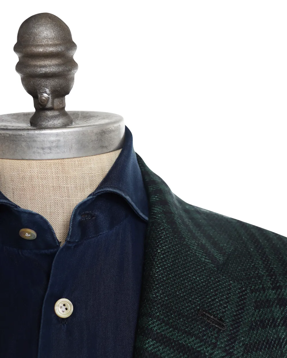 Green and Navy Plaid Knit Sportcoat