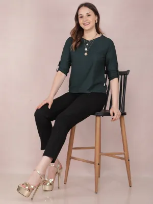 Green V-Neck Top