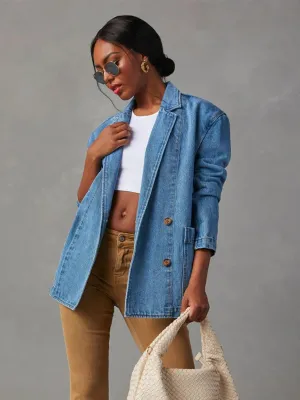 GYPSY - Collared Neck Long Sleeve Denim Jacket