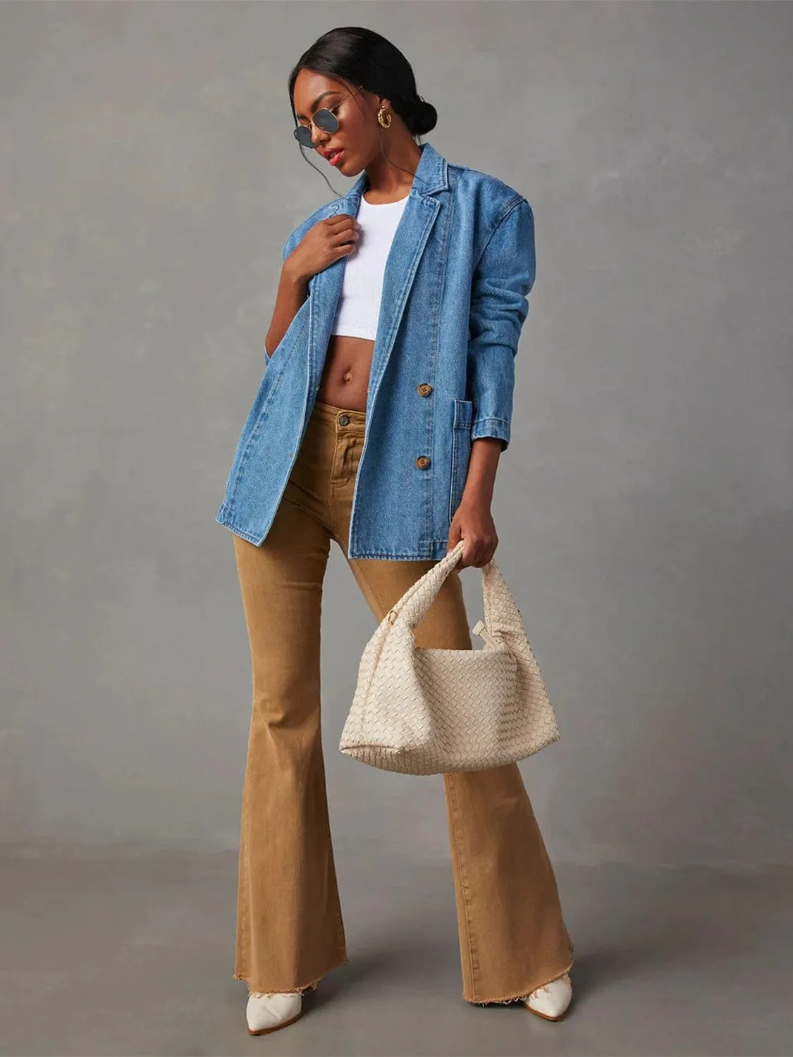GYPSY - Collared Neck Long Sleeve Denim Jacket