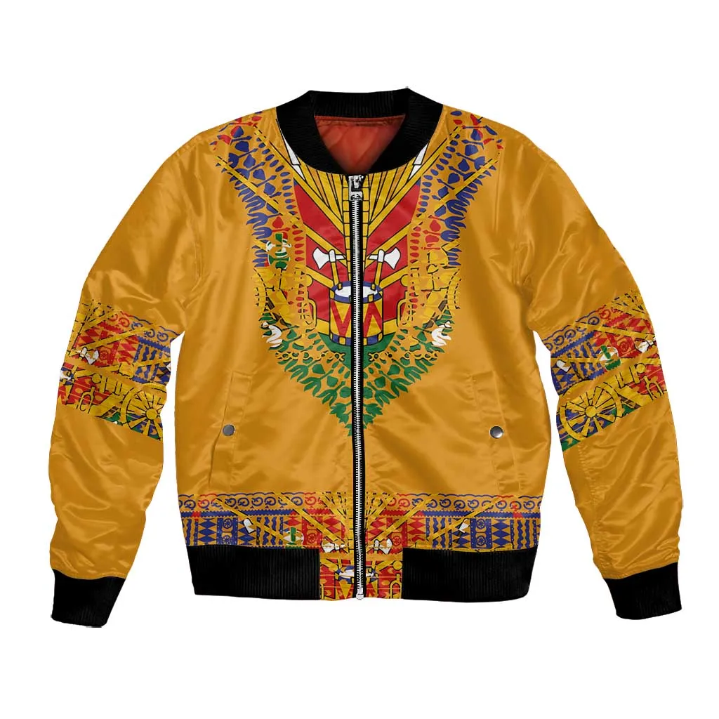 Haiti Flag Bomber Jacket Traditional Dashiki Yellow Color LT03